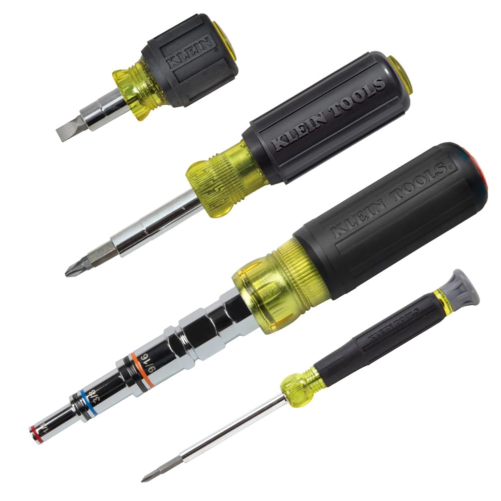 KLEIN TOOLS 80019 Tool Set, Multi-Bit Screwdriver and Nut Driver Tool Kit, 30 Different Industrial Strength Bits and Sizes, 4-Piece