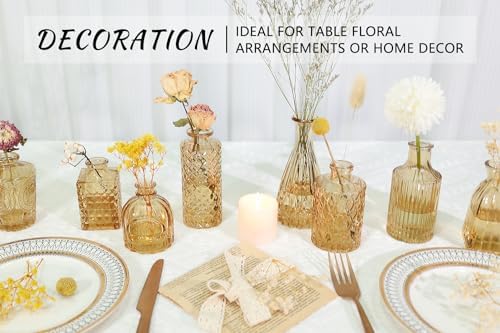 Lot de 12 vases en Verre ambré pour centres de Table, Mini vases Vintage pour Mariage, Maison, décoration de Table