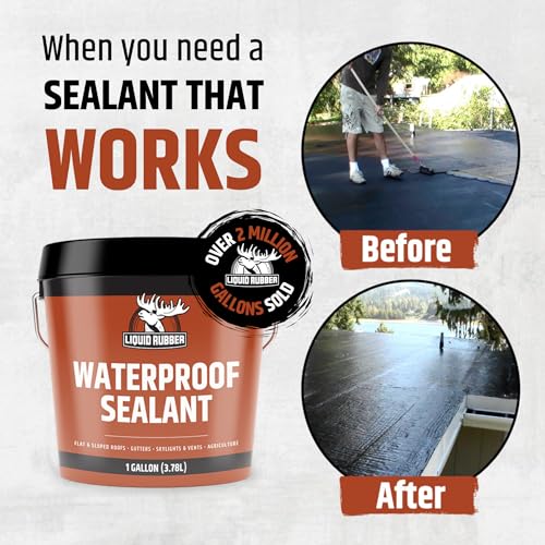 Liquid Rubber Waterproof Sealant – DIY Leak Repair Coating for Flat, Metal & Low Slope Roofs, Foundations, Gutters & More – Flexible Protective Membrane - Black - 5 Gallon