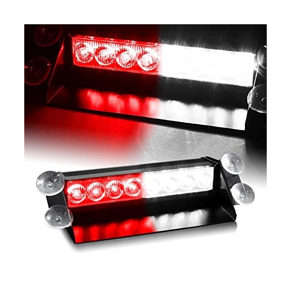 Wealers-8-LED-Red-White-Emergency-Car-Boat-Truck-Dash-Strobe-Safty-Light-Lamp-Bar