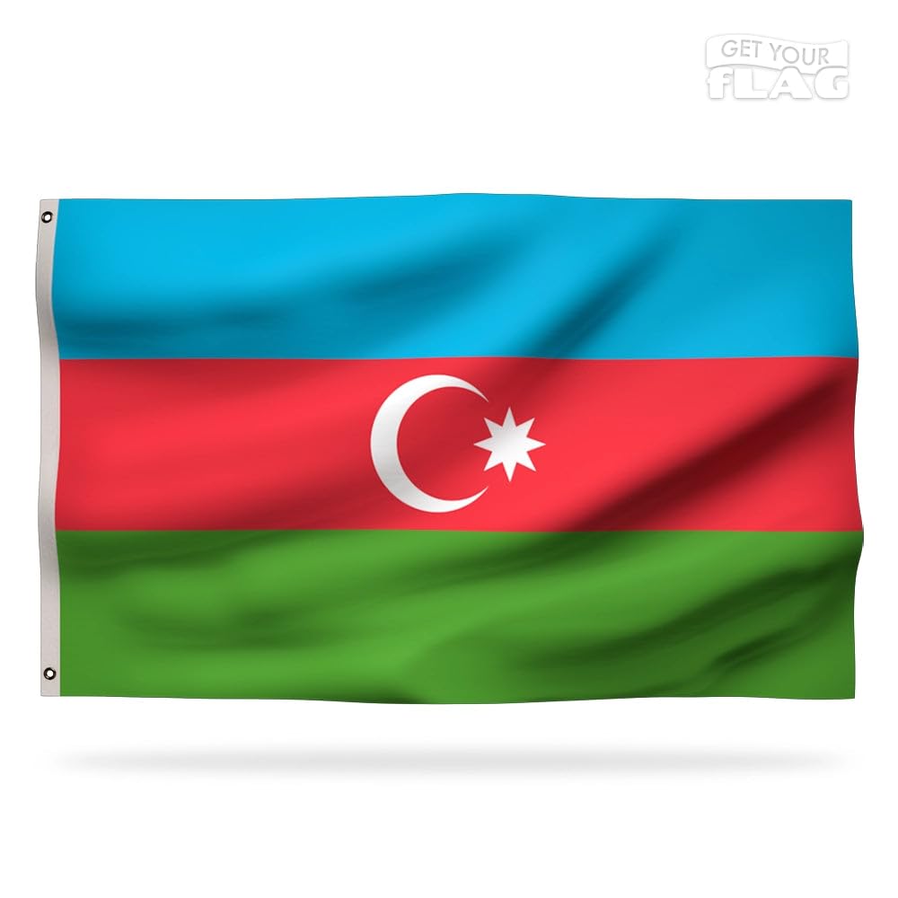 Azerbaijan Premium Flag 150x90cm - Very Resistant and Excellent Quality Azerbaijan Flag with 2 metal eyelets - Be proud of your colors ! — image 1
