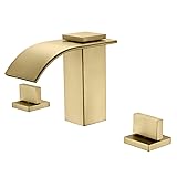 SUMERAIN Brushed Gold Waterfall Bathroom Faucet 3