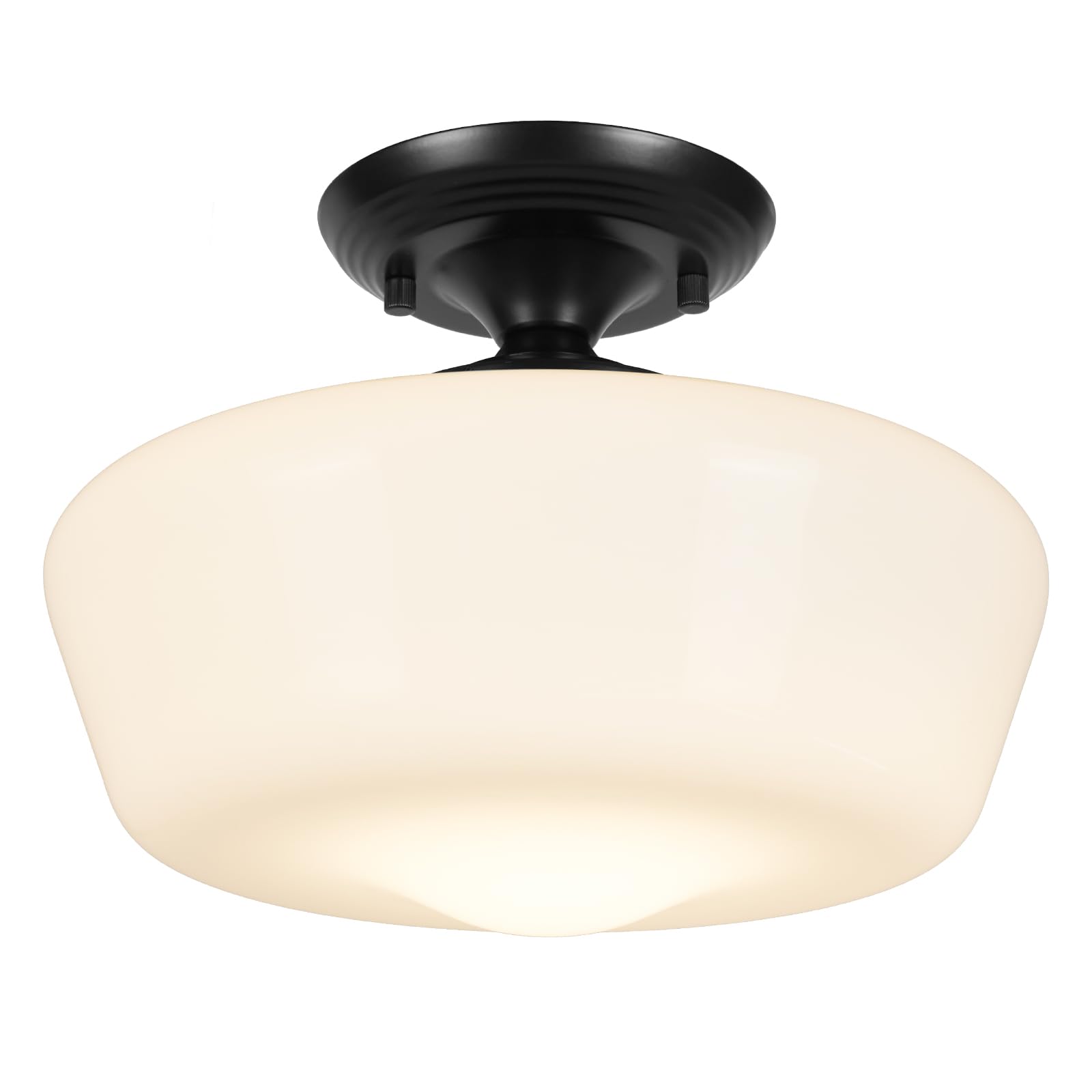 Photo 1 of ***FACTORY SEALED***Rosient Schoolhouse Style Semi Flush Mount Ceiling Light Fixture, 12" Modern Hallway Ceiling Lamp with Opal Milk Glass Shade, Farmhouse Globe Light for Bedroom Kitchen Hallway Entryway Laundry