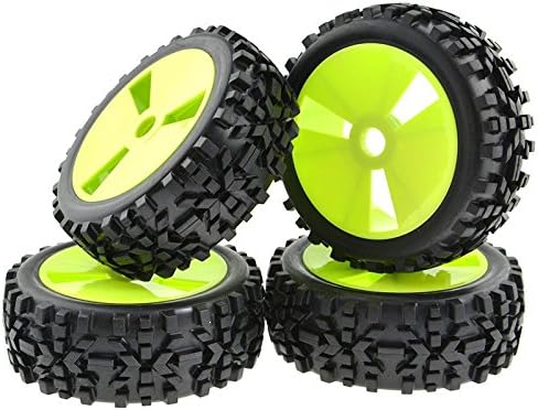 Rowiz 4x Green RC 1:8 Wheels Rims Rubber Tires Front&amp;Rear Box Square for 1:8 Buggy For RC Parts