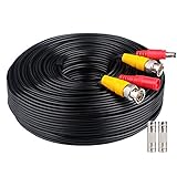 WildHD 200ft Bnc Cable All-in-One Siamese Video and Power Security Camera Cable, Extension Wire Cord with 2 Female Connetors for All Max 5MP HD CCTV DVR Surveillance System (200ft Cable, Black)