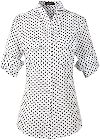 Benibos Women's Polka Dot Chiffon Elegant Casual Shirt Blouse