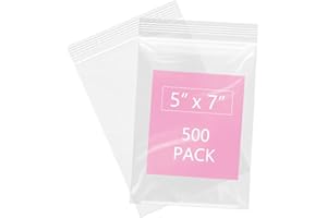 500 Pcs- 5" x 7", 2 Mil Reclosable Plastic Zip Poly Bags- Clear Resealable Sealing Storage Ziplock Bag for Photo, Jewelry, Ba