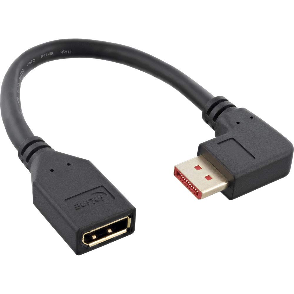 InLine® DisplayPort 1.4 Adaptor Cable ST/BU, 8K4K, Right Angled, Black/Gold, 0.15 m