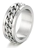 FIBO STEEL 8MM Stainless Steel Rings for Men Engagement Wedding Band Chain Ring, Size 7-13