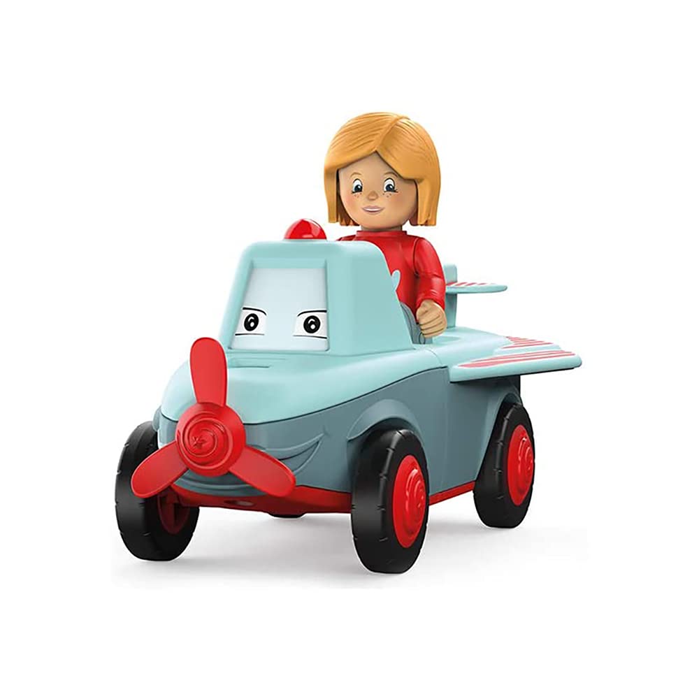 Toddys by siku 0108, Paula Pretty, 2-piece propeller plane, Interconnectable, Includes movable toy figure, High-quality friction motor, Grey-Blue/Red, 12+ months