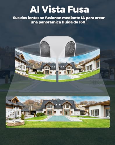 VIRTAVO XM1 Outdoor WiFi Surveillance Camera Solar 1080P Dual Lens, 160° Panoramic without Distortion, Starlight Night Vision, PIR Detection, IP65, for Home and Garden