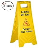 Tiger Chef Yellow Caution Wet Floor Sign, 2-Sided Fold-Out, Floor Safety Sign, Caution Wet Floor 24-inch by 12-inch Cuadado Piso Mojado (3)