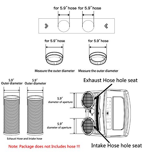 gulrear Sliding Door Air Conditioner Kit with Dual Hose Adjustable