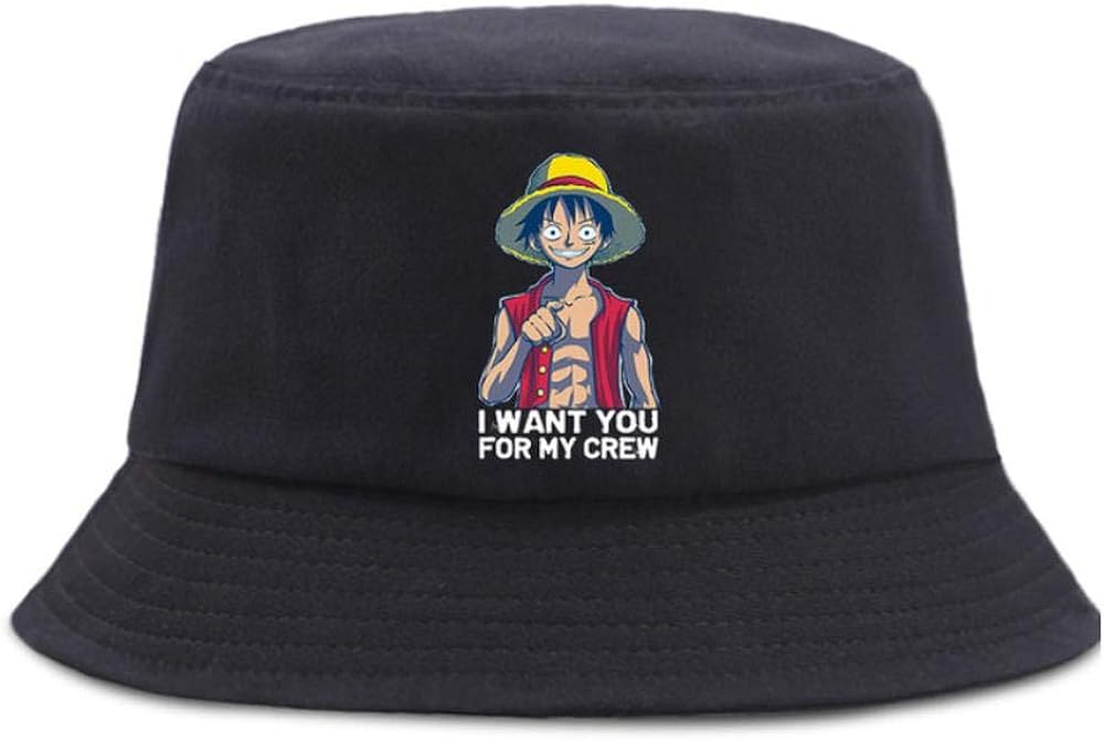 HNJYXX Anime One Piece Bucket Hats Men Luffy Fisherman Hat Sunscreen