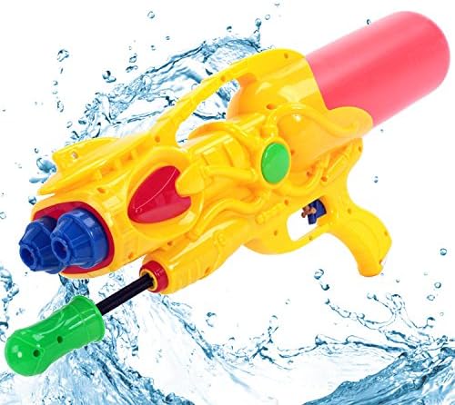KiiSports® Water Cannon Blaster - Twin Turbo Water Jets Soaker, Super Summer Fun! Hand Pumped, Double Nozzle Shooter, Long Range Shooting + Warranty (Yellow)