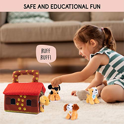 image for Plush Creations Plush Dog House Carrier with 4 Soft and Cuddly, Talkin