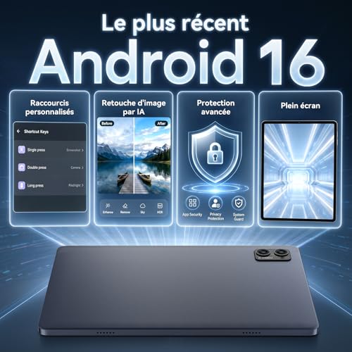 TABWEE Android 16 Tablette avec Clavier - 24 Go+ 256 Go(2To TF), Octo-Core, Gemini AI 3.1Pro, Widevine L1, Tablette 10 Pouces, 5000 mAh, 8 MP+ 5MP, Face ID, GPS (Garantie de 4 Ans)
