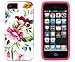 DandyCase 2in1 Hybrid High Impact Hard Pink & Blue Flower Pattern + Hot Pink Silicone Case Case Cover For Apple iPhone 5S & iPhone 5 (not 5C) + DandyCase Screen Cleaner