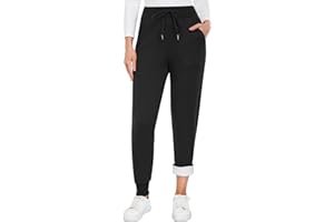 NORMOV Women's Winter Fleece Sweatpants - Sherpa Lined Warm Joggers with Pockets, Fuzzy Thermal Pants for Snow Days