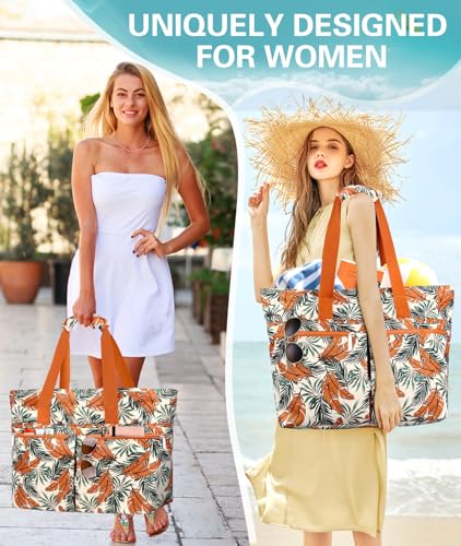 ENONEO Beach Bag for Women Large Beach Bag Family 45L Waterproof Bags Swimming Pool XXL Shopper Tote Bag with Zipper Foldable Beach Bags for Shopping Travel Picnic
