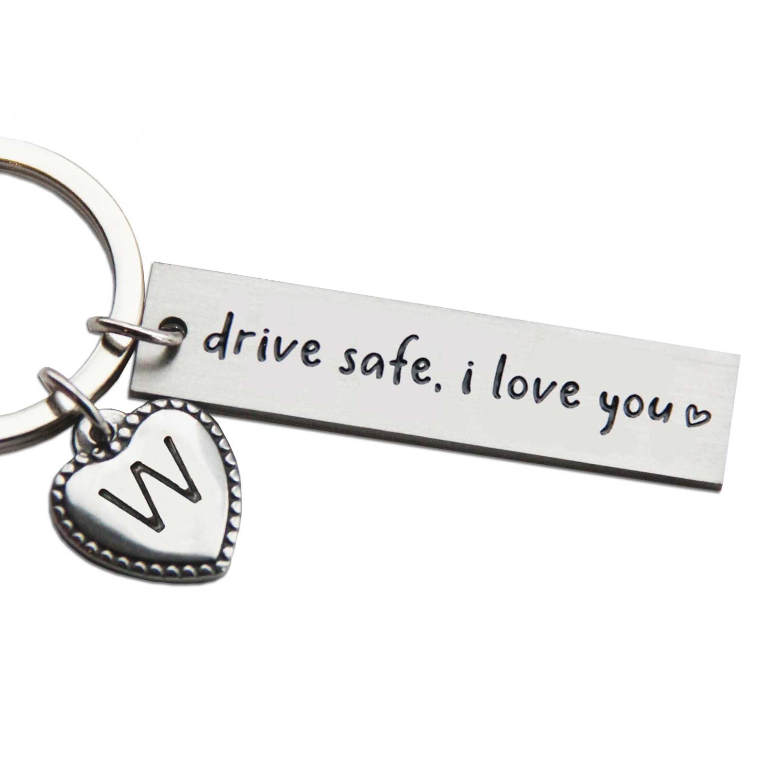 Personalized Initial Key Chain Gift, Drive Safe I
