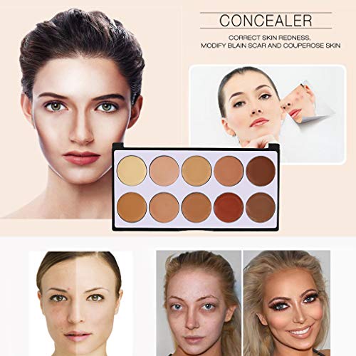 shamrock58 10 Colors Full Coverage Cream Concealing Foundation Concealer Makeup Silky Combination (Multicolor) - Thumbnail 2