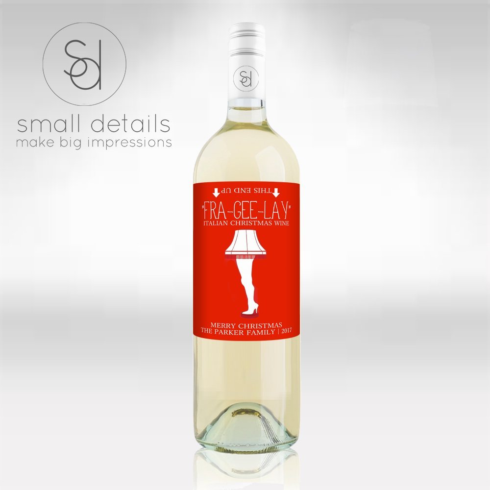 Amazon Com A Christmas Story Inspired Wine Label Merry Christmas Personalized Unique Christmas Gift Leg Lamp Handmade
