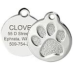 GoTags Paw Print Round Pet ID Tag, 1.4" x 1.2", Stainless Steel