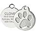 GoTags Paw Print Round Stainless Steel Pet Tag for Dogs and Cats, Personalized with 4 Lines of Custom Engraved ID with Silencer, in Stainless Steel and 15 Colors Small and Large, Silver