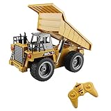Fistone RC Dumper 6CH 2.4G Mine Truck Automatic Self-Discharging Games Toy Electronic Remote Controlled Vehicle With Alloy Cab LED Lights Engineering Machinery Car Model