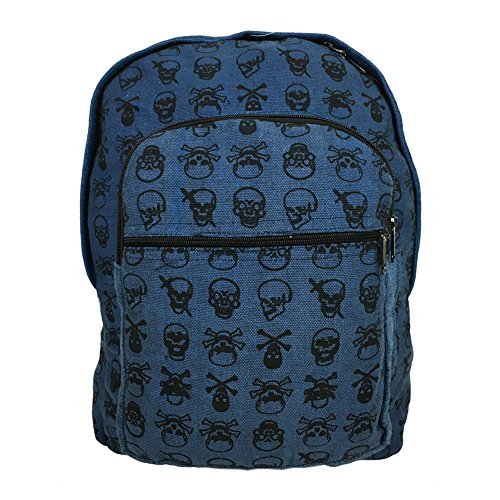 Fair Trade Skull Backpack, Handcrafted in the Himalayas (Blue)