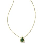 Kendra Scott Holiday Tree Pendant Necklace, 14k Gold Plated Brass, Quartzite, Fashion Jewelry for Women
