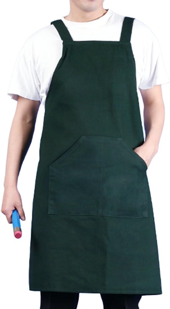 Artist Aprons for painting with Pockets Standard Size Denim Apron Works Apron Water Resistant (Green)