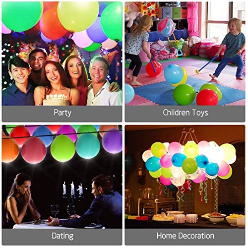 50 Pack LED Light Up Balloons, Zodight 9 Colors Flashing Lights Glow Latex Balloons for Party Birthday Wedding Festival Decorations, Fillable with Helium or Air