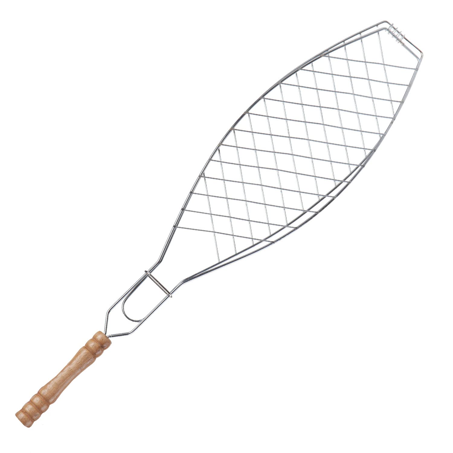 VFM - Twin Pack Chrome Plated Fish Grill With Wooden Handle