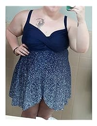 Urchics Traje de baño de dos piezas para dama, talla grande, con tiras