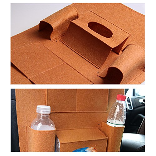 SEAHOME Felt Cloth Car Backseat Storage Bag Orangizer Vehicle Seat Food Holder Hanging Travel Truck Tissue Box Ipad Container with 6 Pockets