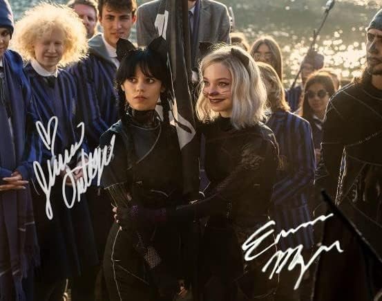 Photographs - Wednesday Addams (Netflix) - Jenna Ortega (Wednesday) & Emma Myers (Enid Sinclair) Reproduction (RP), Preprint, Preprinted (PP) Signed Autograph Autographed Photo Photograph Print (8 x 10 inches)