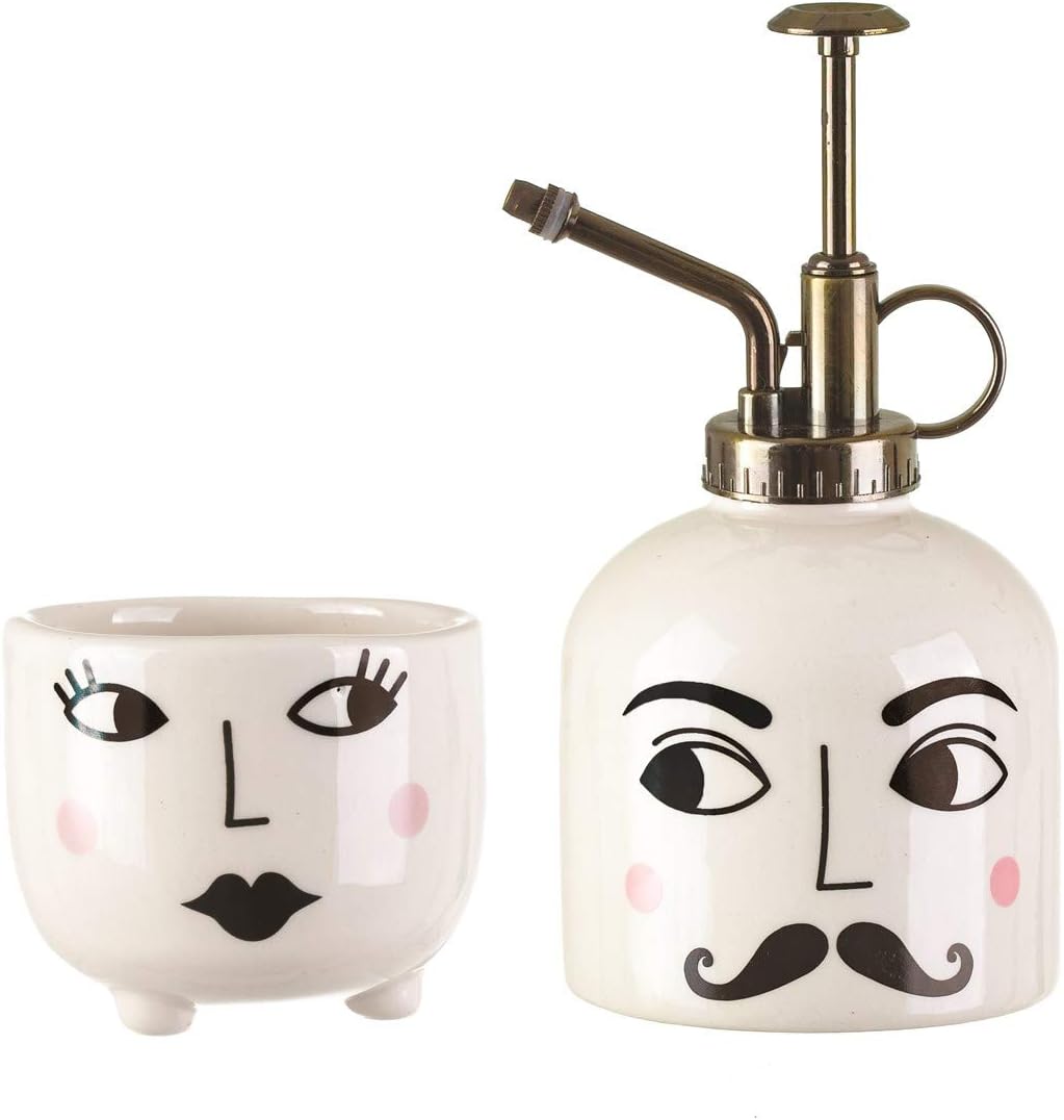 Sass & Belle Mister & Mrs White Plant Set, White, Black