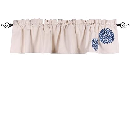 Home Collections by Raghu 72x15.5 Zinnia Grain Sack Valance, Colonial Blue and Cream