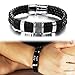 Suyi Wide Braid Black Leather Bracelet Men's Fashion Wristband Bangle with Stainless Steel Magnetic Buckle A-20CM