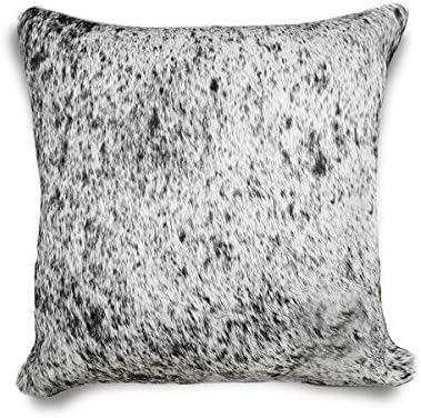Genuine Salt & Pepper Cowhide Pillowcases Cushion Covers Black and White Cowhide Hair On