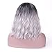 Rosa Star Short Wavy Synthetic Wigs for Women Ombre Black Rooted Hair Wig Synthetic Heat Resistant Fiber Hair Wigs(1T88/89#) …