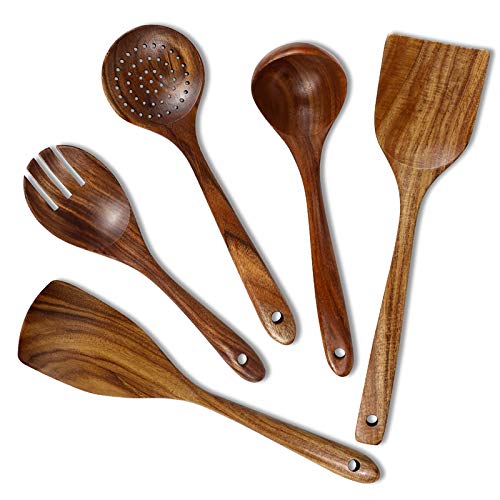 Wooden Utensils Set for Cooking, Chrider Wooden Kitchen Utensils Set for Nonstick Cookware