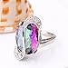 Uloveido White Gold Plated Jewelry Set Rainbow Mystic Topaz Ring Earrings Pendant Necklace T472