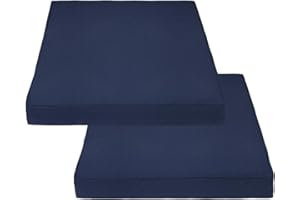 Covers & All Square Outdoor Cushion Covers for Patio Furniture Sets, Water, Tear & UV Resistant Polyester Cushion Slipcover with Zippers (Pack of 2) (24" L x 24" W x 4" Thick, Navy Blue)