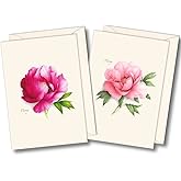 Earth Sky + Water - Peony Assortment Notecard Set - 8 Blank Cards with Envelopes (4 each of 2 styles)