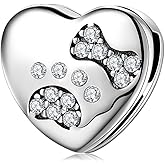 MEITAIHE Initial A Z Letter Charm Alphabet Beads Reflexion Charms 925 Sterling Silver Reflexions Heart Dangle Clip Birthday Bracelets for Women (Bone Paw Bead)