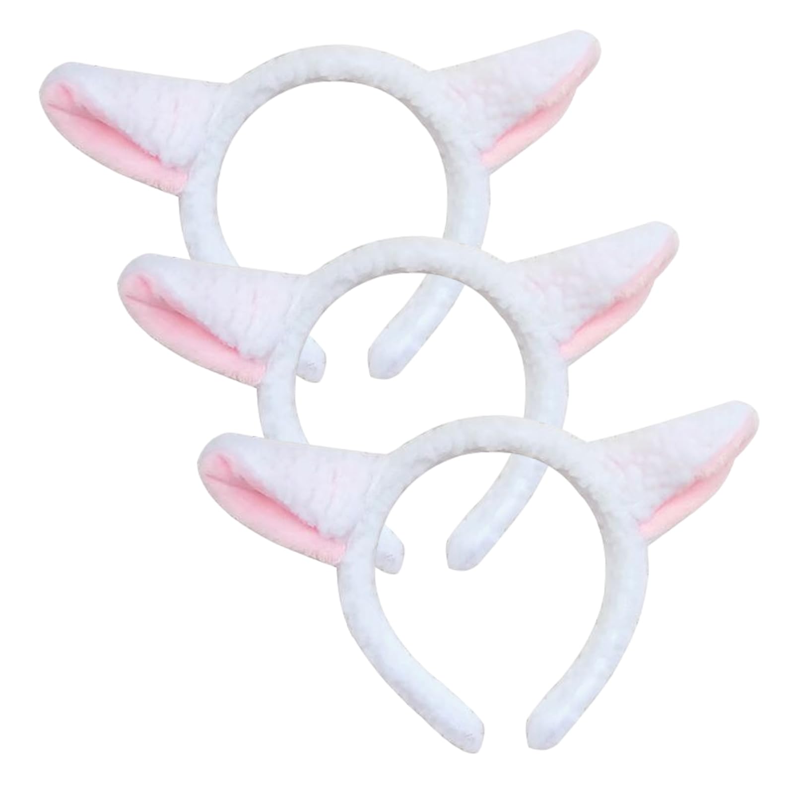 FUIPVGI 3 Pcs Animal Head Bands Sheep Ears on Head band Lovely Animal Ears Headband Sheep Headband with Ear Lamb Childrens Fancy Dress White and Pink Lamb Animal Costume Accessories (3 Pcs) (3)