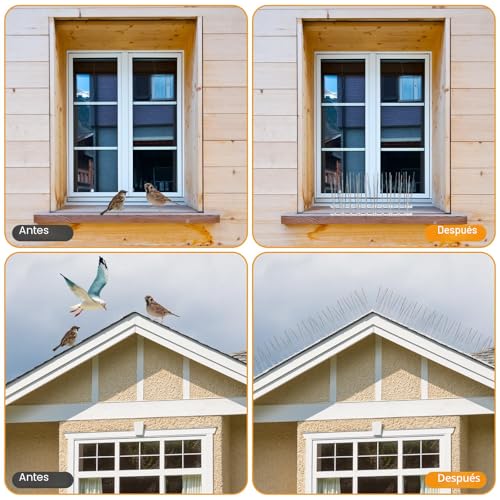 Anti-Pigeon Spikes 2.25 Metres Spikes for Pigeons, Anti Birds, 9 Pieces Bird Scares Balcony Spikes Anti Cats for Roofs, Gardens, Private Barriers, Terrace and Windows